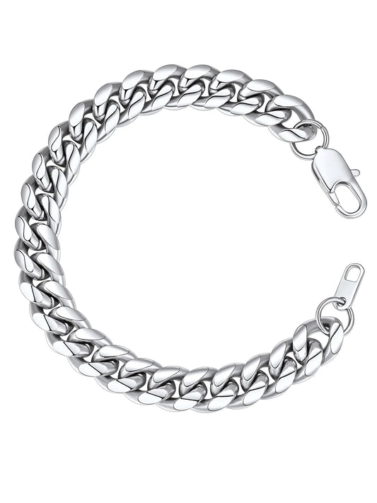 Bracelet for Men Chunky Cuban Bracelet 10MM 7.5 Inch Chain Bracelet Stainless Steel Gift for Him